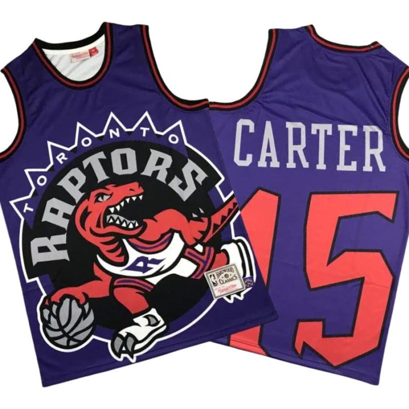 Vince Carter 15 Toronto Raptors Retro Team Big Face Purple Stitched Jerseys