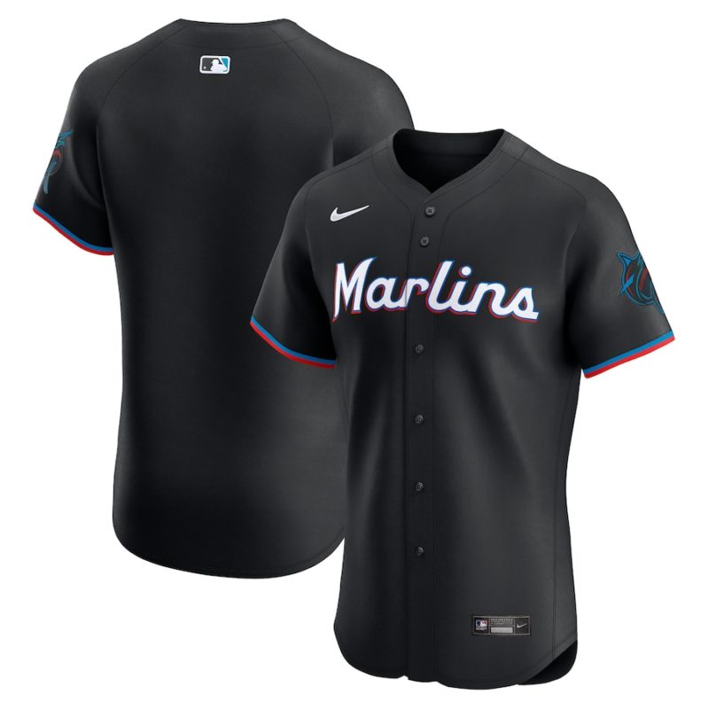 Miami Marlins Black Alternate Vapor Premier Patch Stitched Jersey