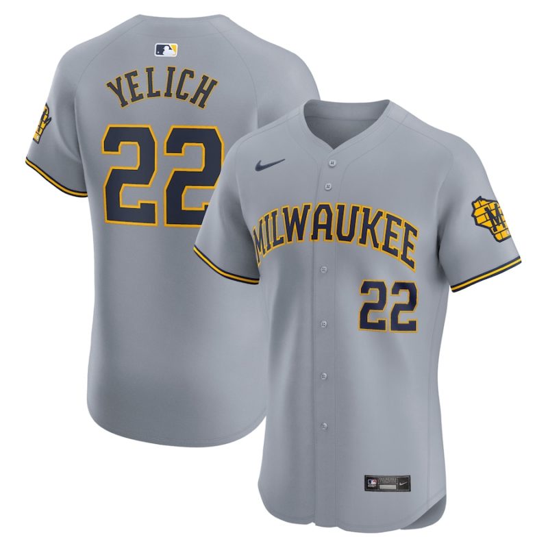 Milwaukee Brewers Christian Yelich Gray Road Stitched Jersey