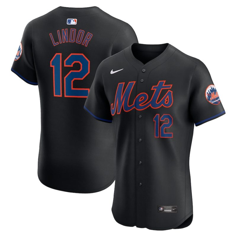 New York Mets Francisco Lindor Black Alternate Stitched Jersey