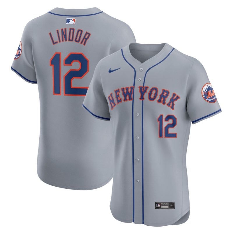 New York Mets Francisco Lindor Gray Road Stitched Jersey