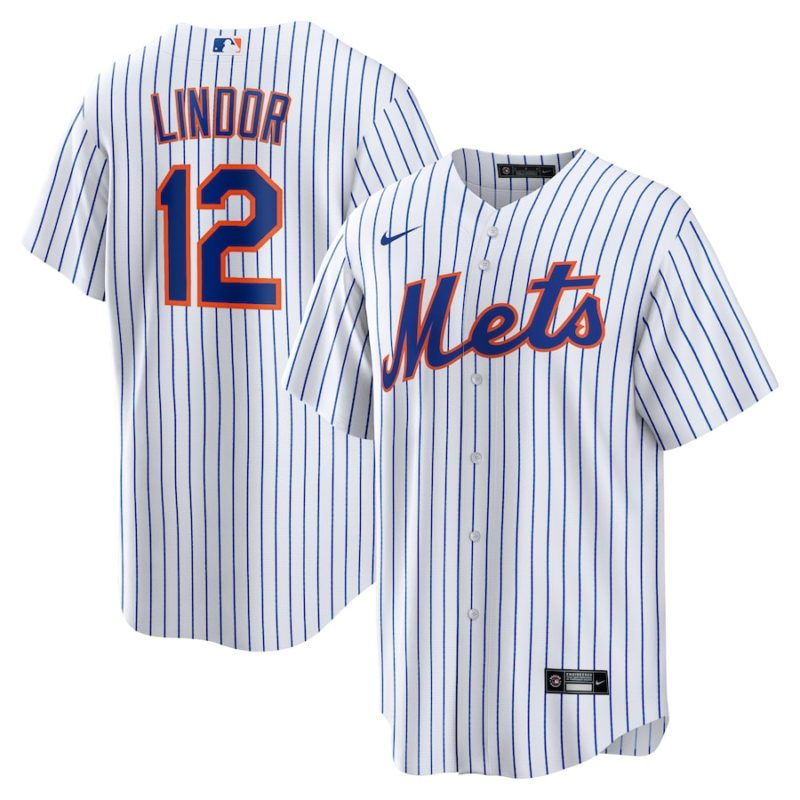 New York Mets Francisco Lindor White Home Replica Stitched Jersey