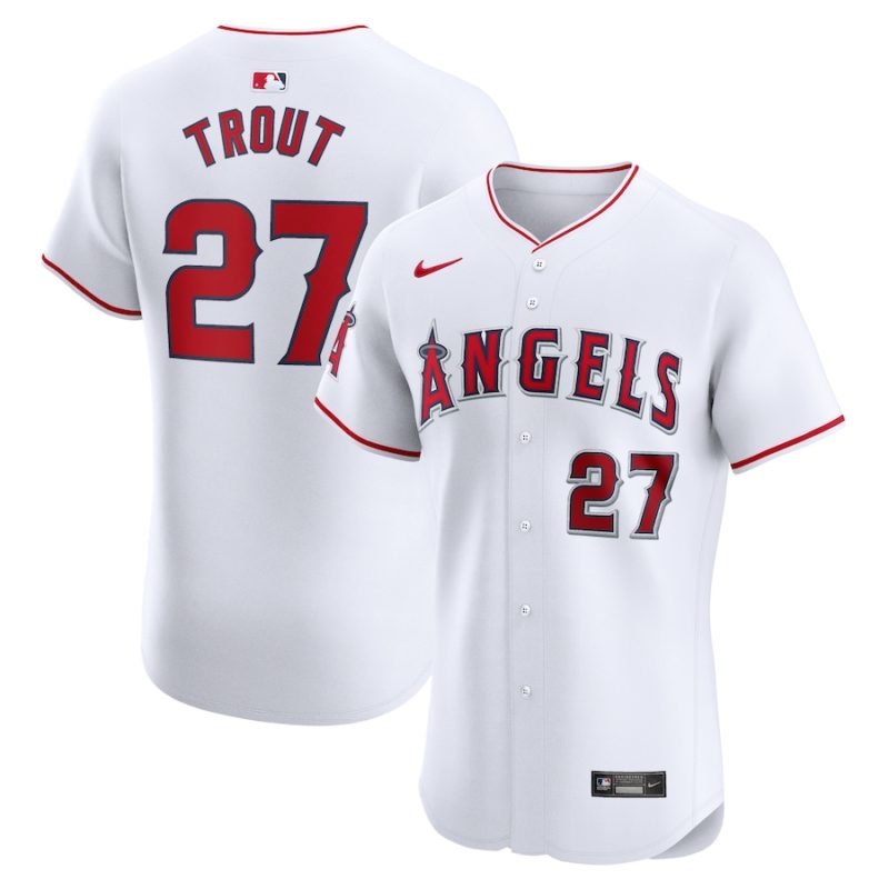 Los Angeles Angels Mike Trout White Home Stitched Jersey