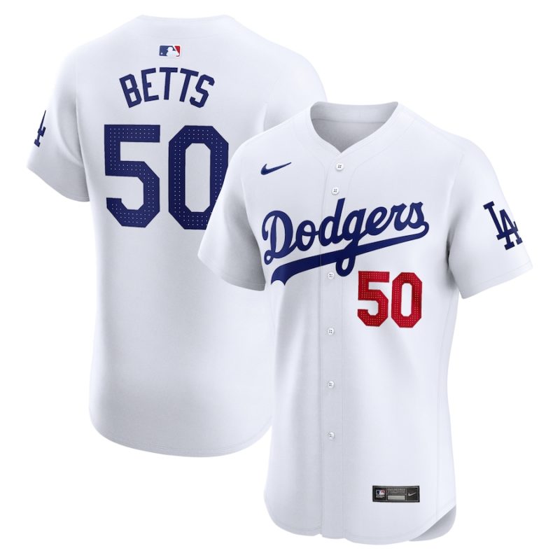 Los Angeles Dodgers Mookie Betts White Home Stitched Jersey