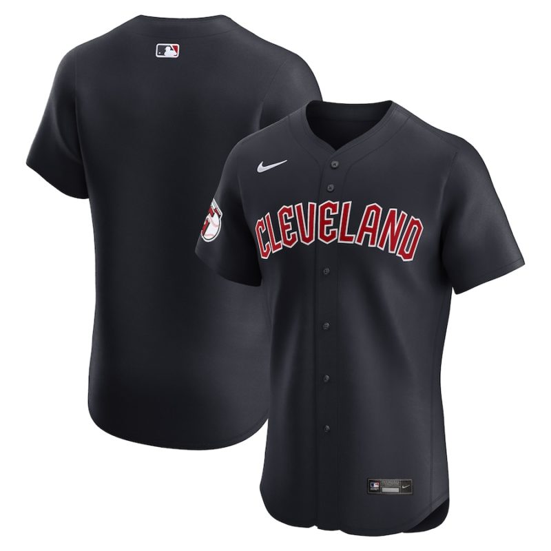 Cleveland Guardians Navy Alternate Vapor Premier Patch Stitched Jersey