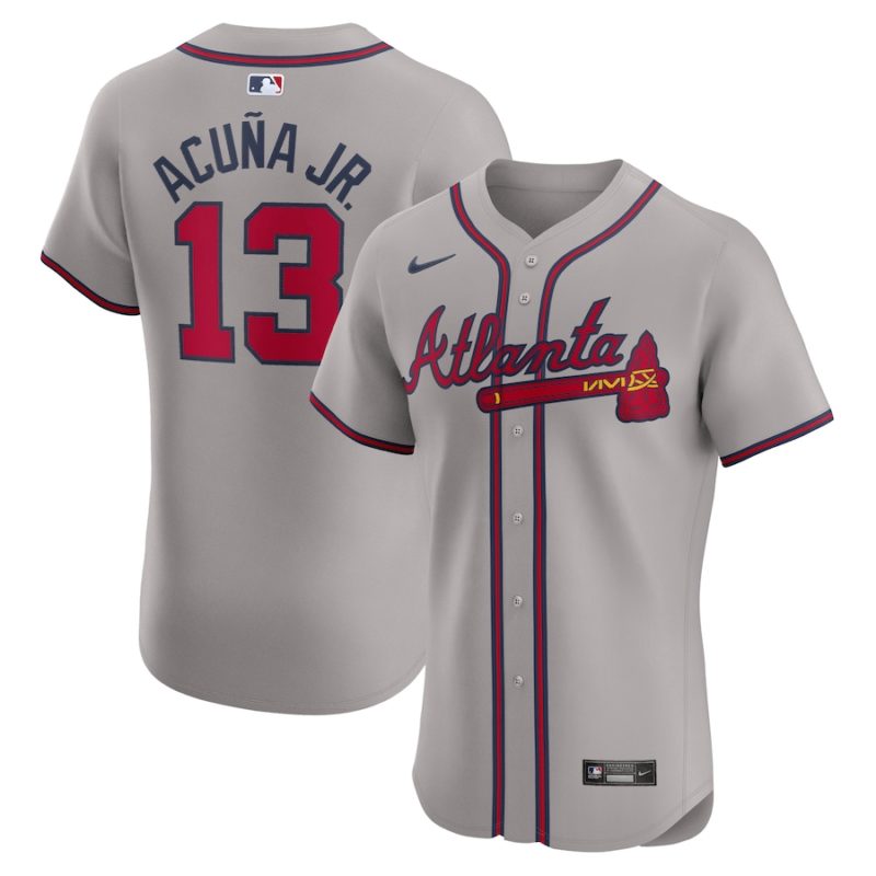 Atlanta Braves Ronald Acuña Jr. Gray Road Stitched Jersey