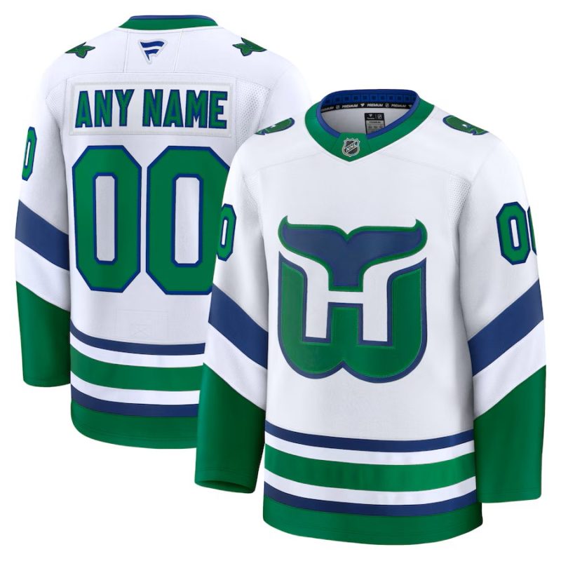 Carolina Hurricanes Fanatics White Throwback Premium Custom Jersey