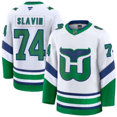 Jaccob Slavin 74 Carolina Hurricanes White Throwback Premium Jersey