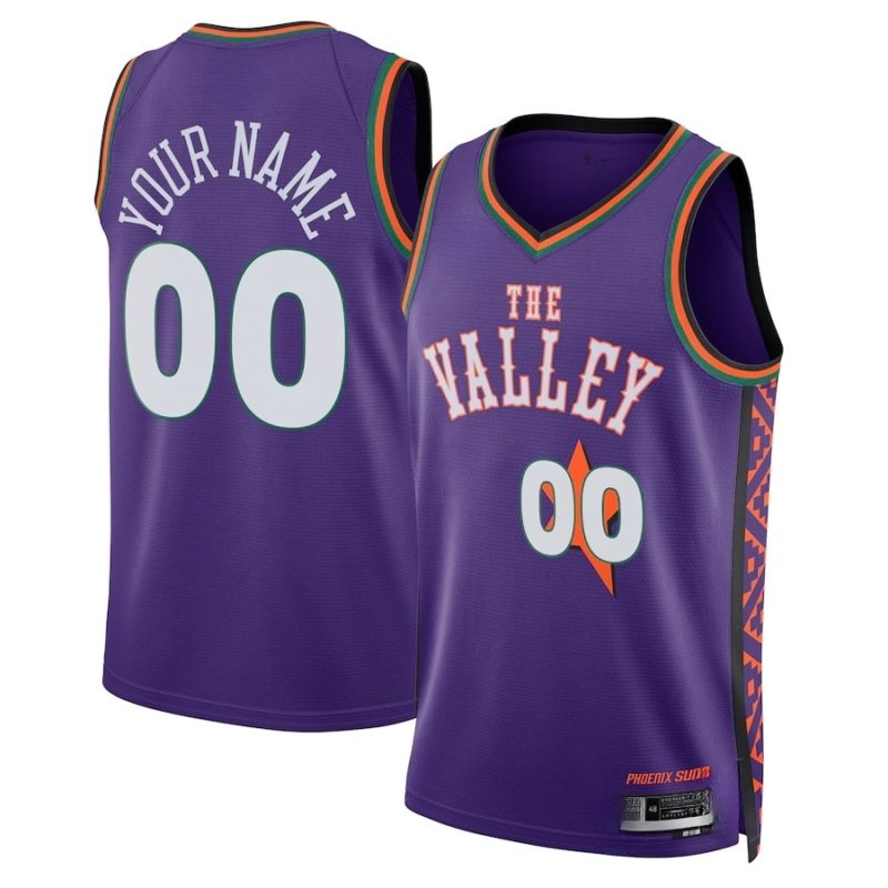 Phoenix Suns 2024 Custom Name & Number City Basketball Jersey Stitched Purple