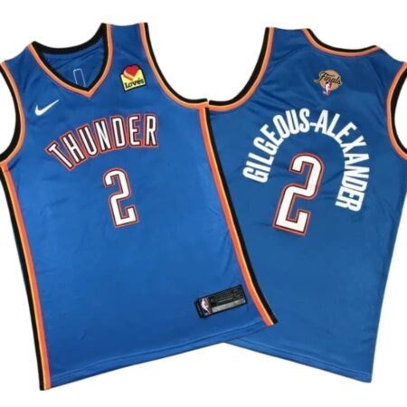 Shai Gilgeous-Alexander #2 Thunder Final Blue Jersey Stitched – Icon Edition