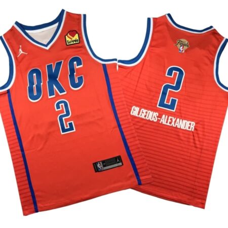 Shai Gilgeous-Alexander #2 Thunder Final Orange Jersey Stitched