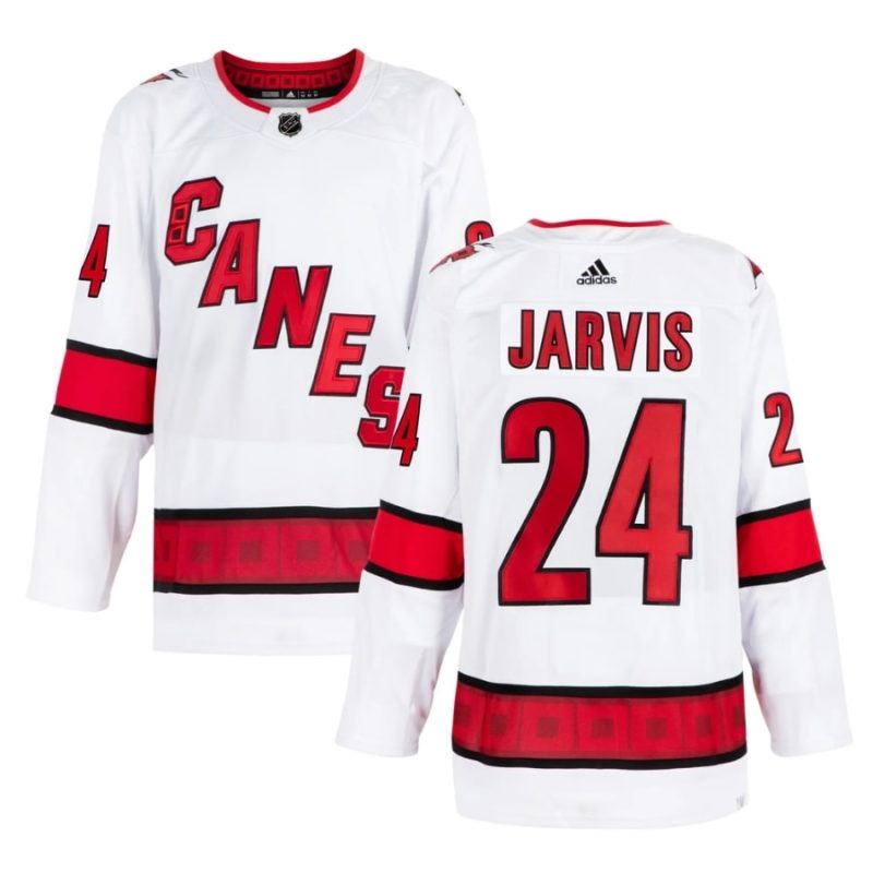 Carolina Hurricanes Seth Jarvis White Away Jersey Stitched