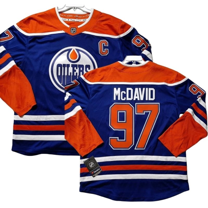 Edmonton Oilers Connor McDavid Royal Home Jersey Stitched