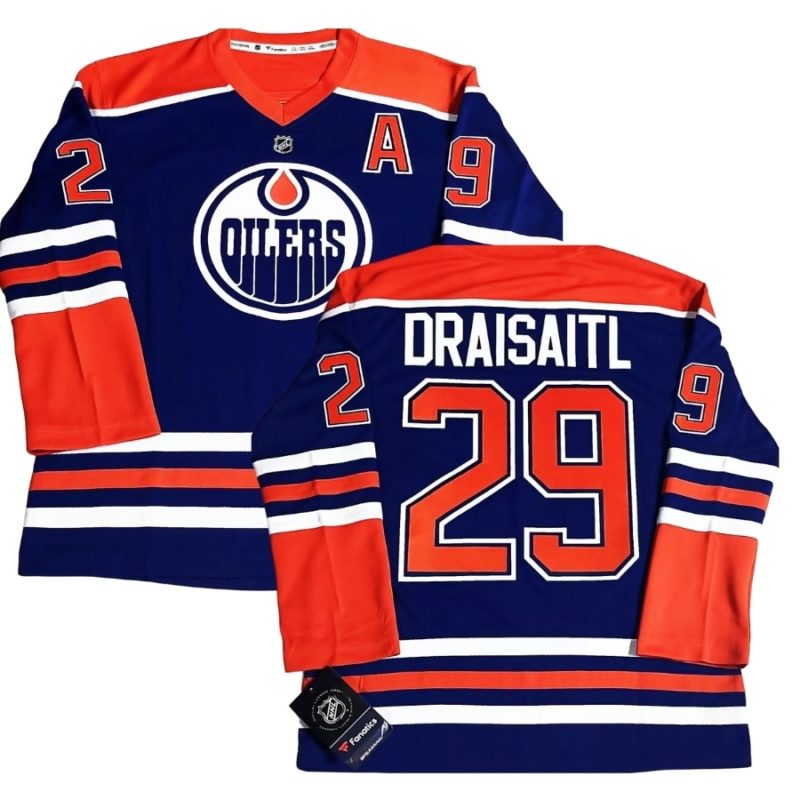 Edmonton Oilers Leon Draisaitl Royal Home Jersey Stitched