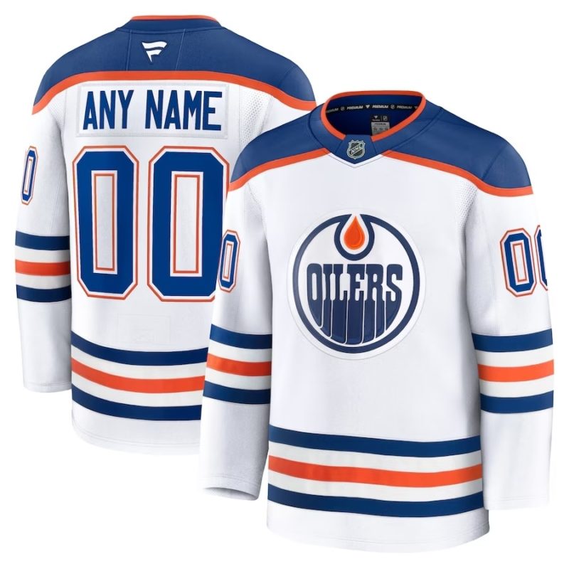 Edmonton Oilers White Away Custom Jersey Stitched