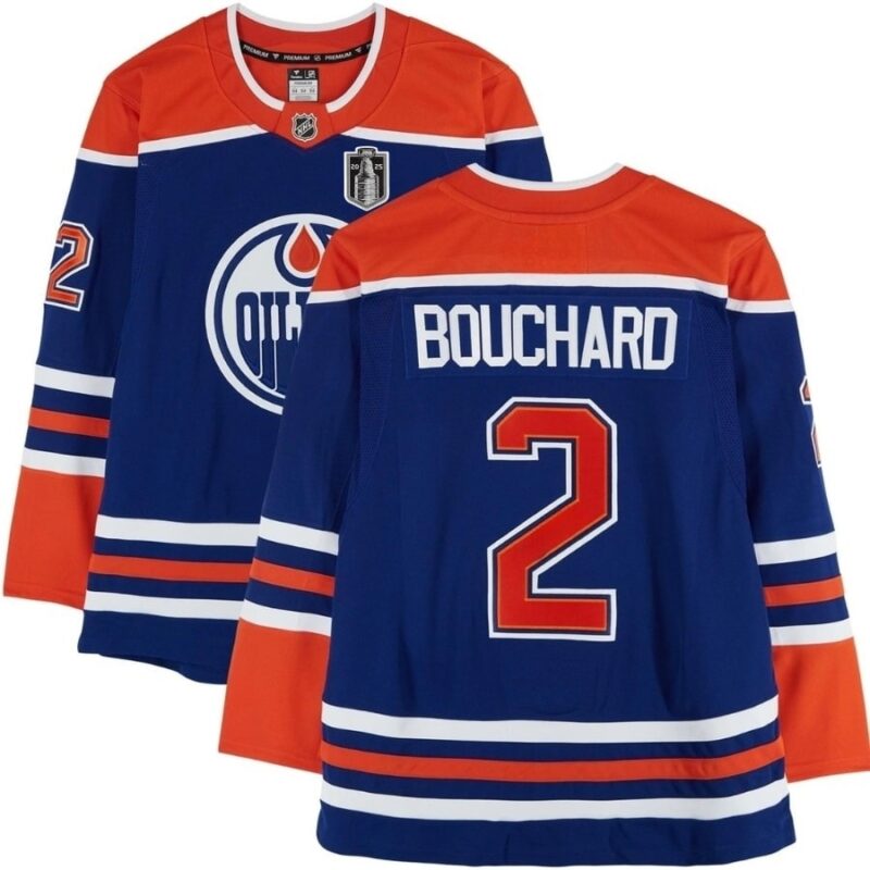 Evan Bouchard Edmonton Oilers 2025 Final Royal Blue Jersey Stitched