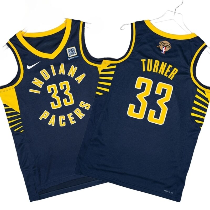 Pacers #33 Myles Turner Final Navy Icon Jersey Stiched
