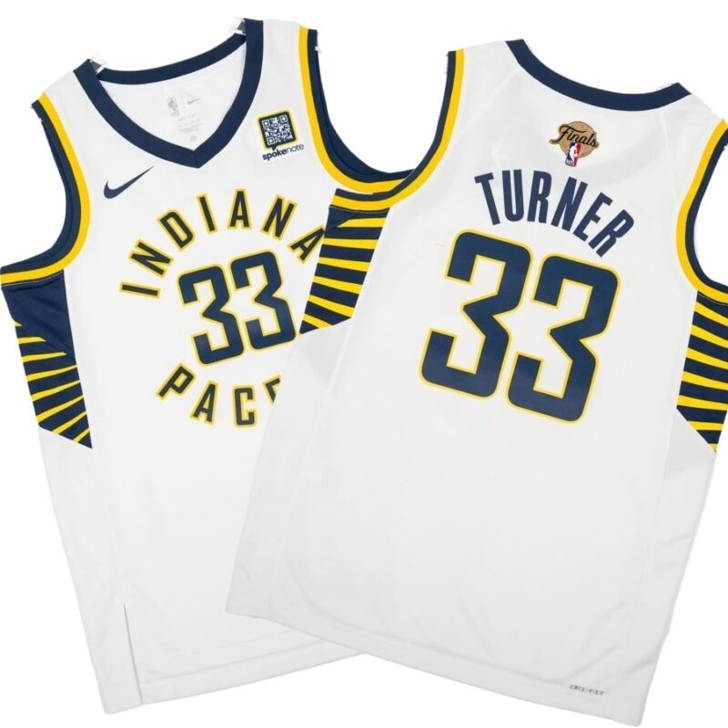 Pacers #33 Myles Turner Final White Association Jersey Stiched
