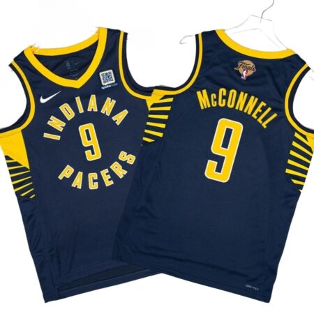 Pacers #9 T.J. McConnell Final Navy Icon Jersey Stiched
