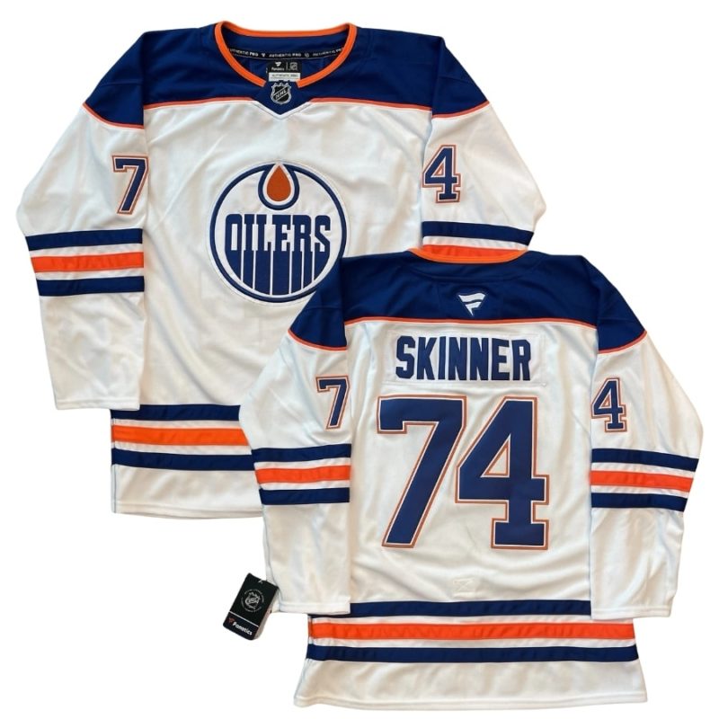 Stuart Skinner Edmonton Oilers White Away Jersey Stitched