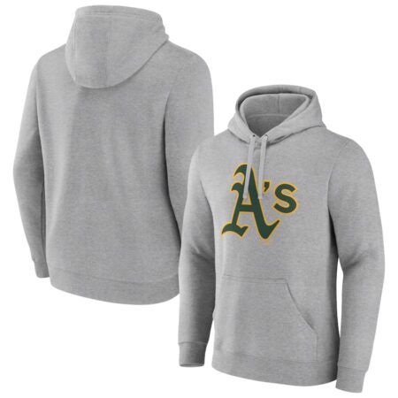 Athletics Heather Gray Official Logo Fitted Pullover Hoodie