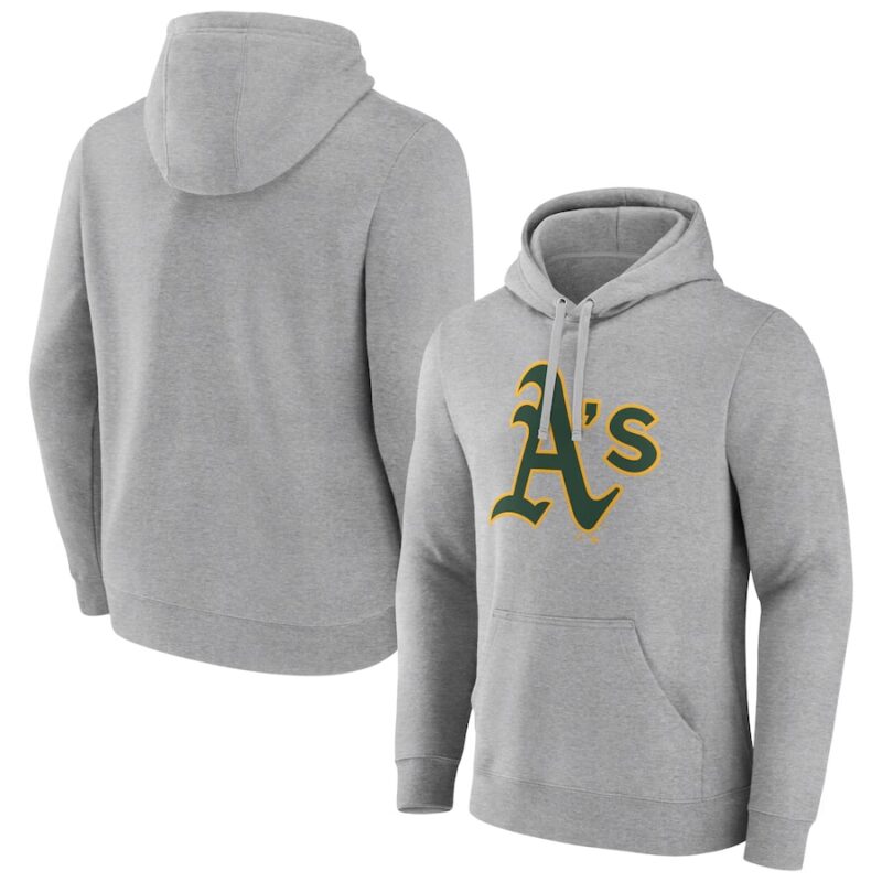 Athletics Heather Gray Official Logo Fitted Pullover Hoodie