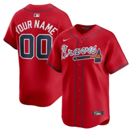 Atlanta Braves Red Alternate Limited Custom Jersey