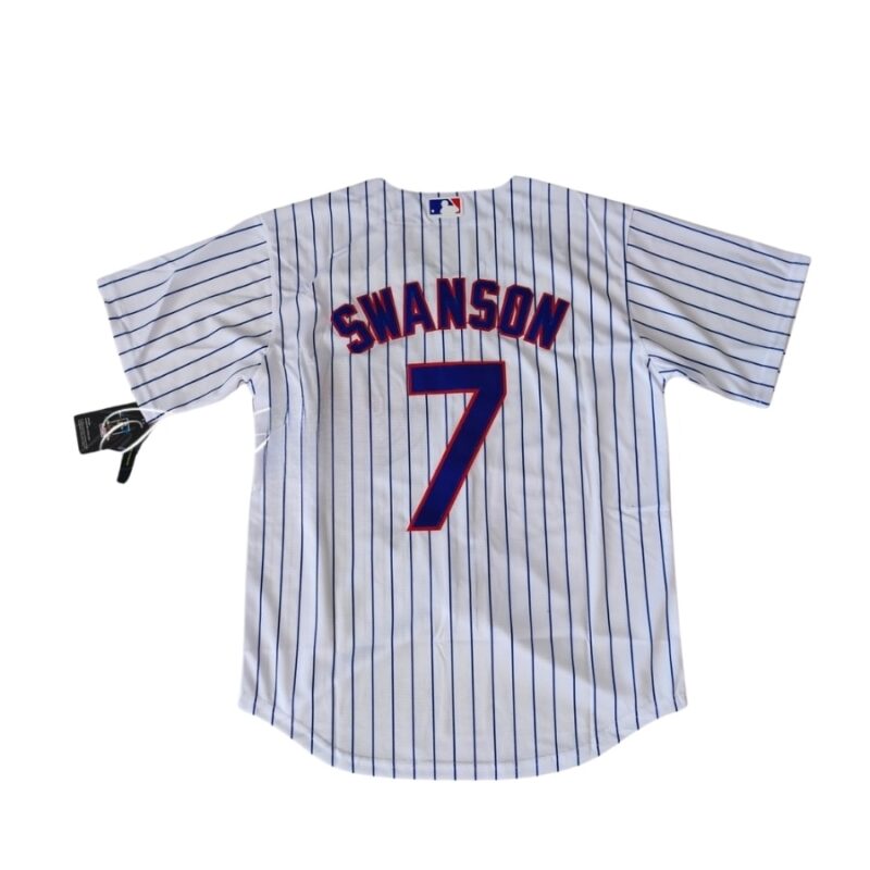 Chicago Cubs Dansby Swanson White Jersey back
