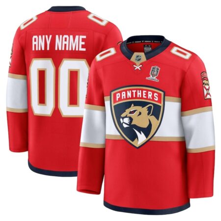 Florida Panthers Custom 2025 Red Home Champions Jersey