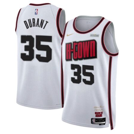 Kevin Durant 35 Houston Rockets White City Edition Jersey