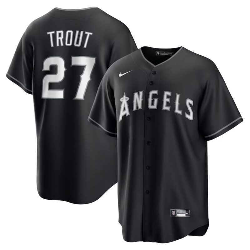 Los Angeles Angels Mike Trout Black Lights Out Player Jersey