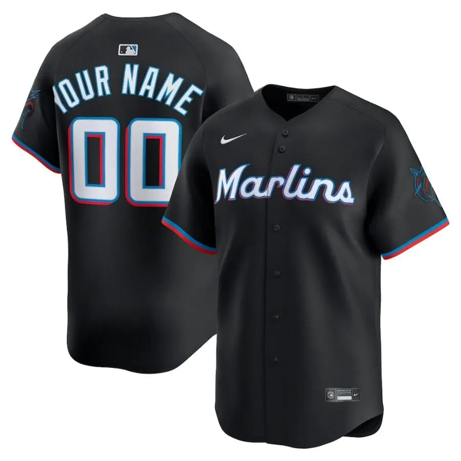 Miami Marlins Black Alternate Limited Custom Jersey