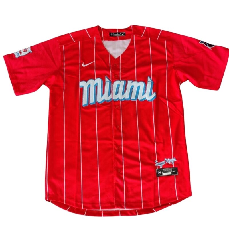 Miami Marlins Red 2021 City Connect Team Jersey front