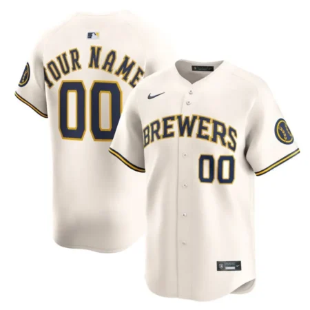 Milwaukee Brewers Cream Home Limited Custom Jersey