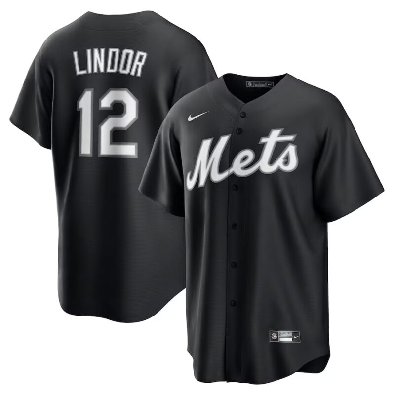 New York Mets Francisco Lindor Black Lights Out Player Jersey
