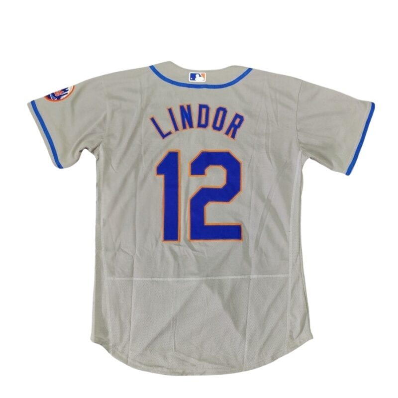New York Mets Francisco Lindor Gray Road Jersey back