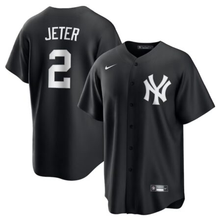 New York Yankees Derek Jeter Black Lights Out Player Jersey