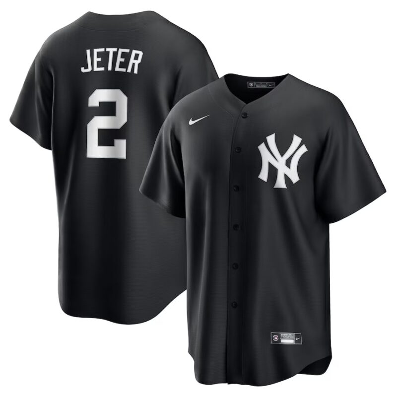 New York Yankees Derek Jeter Black Lights Out Player Jersey