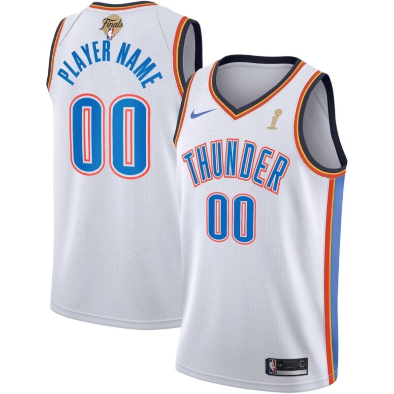 Oklahoma City Thunder 2025 Finals Patch Custom Jersey - White