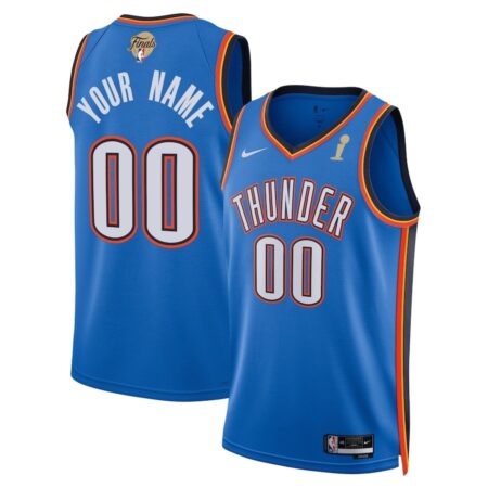Oklahoma City Thunder 2025 Finals Patch Custom Swingman Jersey - Blue - Icon Edition