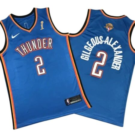 Shai Gilgeous-Alexander #2 Thunder 2025 Champions Blue Jersey Stitched – Icon Edition