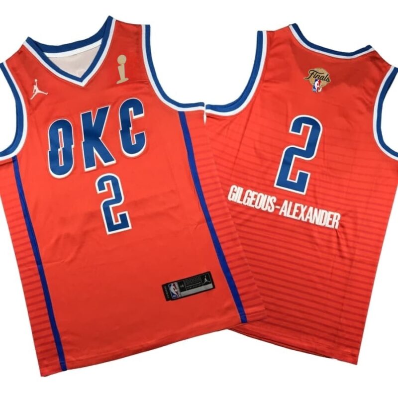 Shai Gilgeous-Alexander #2 Thunder 2025 Champions Orange Jersey Stitched