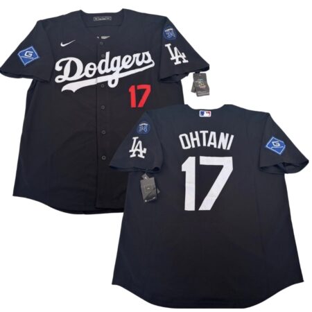 Shohei Ohtani Dodgers #34 Fernando Patch Black Jersey Stitched