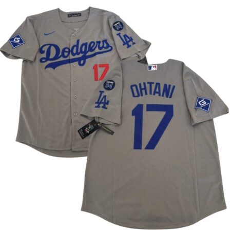Shohei Ohtani Dodgers #34 Fernando Patch Gray Jersey Stitched