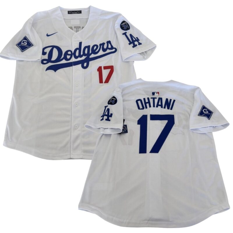 Shohei Ohtani Dodgers #34 Fernando Patch White Jersey StitchedShohei Ohtani Dodgers #34 Fernando Patch White Jersey Stitched