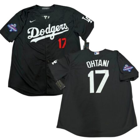 Shohei Ohtani Dodgers World Series Black Jersey Stitched