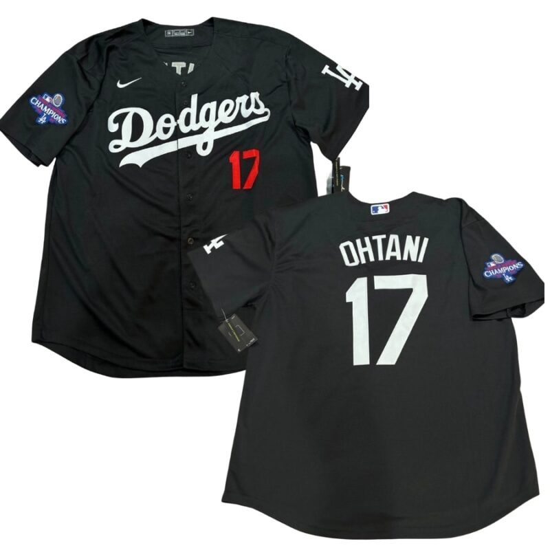 Shohei Ohtani Dodgers World Series Black Jersey Stitched