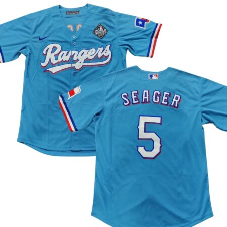 Texas Rangers Corey Seager Light Blue 2023 World Series Jersey