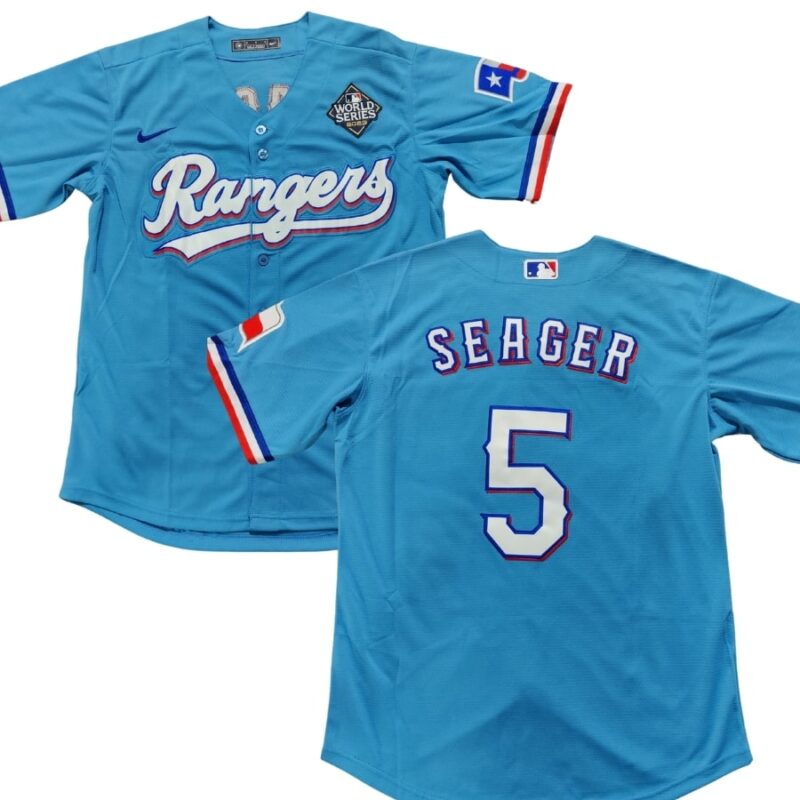 Texas Rangers Corey Seager Light Blue 2023 World Series Jersey
