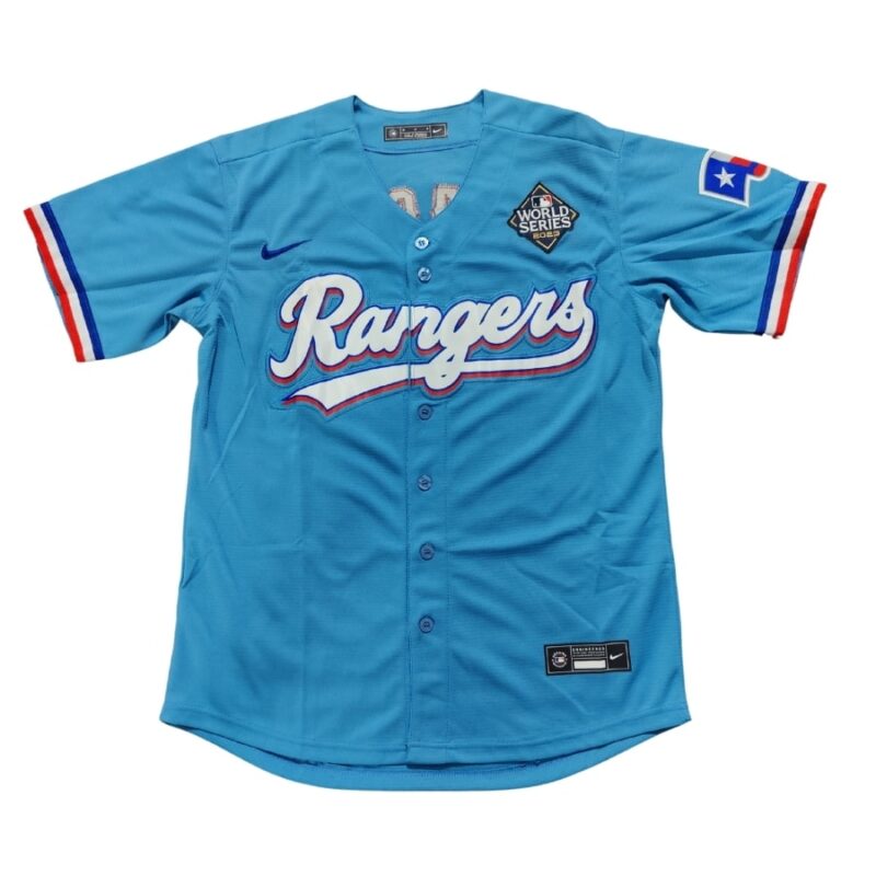 Texas Rangers Corey Seager Light Blue 2023 World Series Jersey front